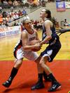 03/80/11 - Kayla Hudson steals the ball from her Shawnee State University opponent in the quarterfinals of the NAIA National Championship. The Lady Bulldogs won the game and advanced to the semifinals.