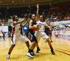 03/81/11 - Hope Adams and LaTesa McLaughlin guard their Azusa Pacific opponent in the final game of the NAIA National Championship.