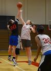 An independent team battles Chi Omega 1 for the girls' intramural basketball championship. - Photo by Victoria Stargel