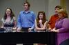 Angela Canestrari, Greg Hines, Kristen Voorhies, Jed Dugger, and Megan Euler sing backup for the popular Broadway musical "Hairspray" during Opera Workshop. - Photo by Abigail Harris