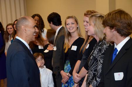 Union students attend a meet and greet with Super Bowl winning coach, Tony Dungy, who was the keynote speaker at Union's annual Roy L. White Golf and Gala event.