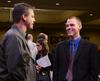 David Platt, Pastor of the Church at Brook Hills Birmingham, Alabama, visits with a conference attendee after the first plenary session at Read the Bible for Life. - Photo by Victoria Stargel