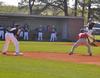 04/12/11 - Derek Roof turns and throws to first baseman Kevin Kirksey (9) to pick off a runner.