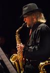 Ethan Giles, junior Christian studies major, plays an alto saxophone solo as the Union University Jazz Band plays for students and the Jackson community.  - Photo by Victoria Stargel