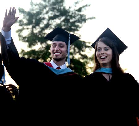 Master of urban education graduate, Philip Tuminaro, waved and yelled "I love you mom", to his mother in the crowd at Union University's spring graduation.