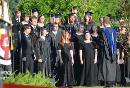 Chris Mathews, associate professor of music and department chair, leads the Union University Singers in <em>Prayer</em> by René Clausen.