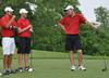 05/142/11 - Micah Gentle (right) talks with Ryan Chandler (left) and Brett Barry during the practice round at the NAIA National Tournament at TPC Deere Run.