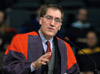 Dr. Robert P. George, McCormick Professor of Jurisprudence at Princton University delivers the commencement address during Fall Graduation 2003. - Photo by Jim Veneman