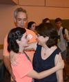 Freshman Elizabeth Hill gives her parents, Tom and Debbie Hill, a goodbye hug  after a time of worship for new students and their families. - Photo by Jacob Moore