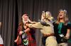 Megan Coley, junior elementary education, Mazie Walthall, senior nursing major, and Andi Schreiber, senior family studies, do a skit with shaving cream at the annual Focus Show. - Photo by Zac Calvert