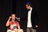 TJ Simpson, freshman, is interviewed by Andy Seaton, senior Christian studies major, during the annual Focus Show. - Photo by Zac Calvert