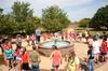 New freshmen circle up around the fountain for games during Focus week. - Photo by Zac Calvert