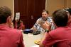 Ben Mitchell, Graves professor of moral philosophy, talks with new students during Dinner with your Department in the Carl Grant Event Center. - Photo by Deanna Santangelo