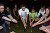 Freshmen students get ready to play a game of "Ninja" on the Great Lawn during the Howdy Party. - Photo by Jacob Moore