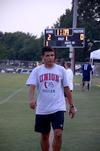 Clovis Simas, head soccer coach, paces the sidelines while bringing Union University men's soccer team to a win over Wallace State Community College, 4-1.  - Photo by Ebbie Davis