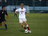 Alex Pratt dribbles down the field in his first Union varsity game. Union University men's soccer team opened off the season with a win over Wallace State Community College, 4-1. 
 - Photo by Ebbie Davis