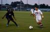 Cody Styx attacks the ball on offense. Union University men's soccer team open's off the season with a win over Wallace State Community College, 4-1. 
 - Photo by Ebbie Davis