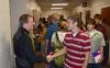 David Dennis, professor of music, shakes hands with Logan Brasher, sophomore vocal music education major, after a faculty recital in Hartley Hall. - Photo by Jacob Moore