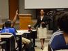 Renee Jones, associate director of the vocatio center for life calling and career, speaks to minority students during S.O.A.R. Orientation about resources available to help achieve success in college education. - Photo by Jacob Moore