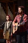 TJ Hester (right), senior Christian studies major, and Natalie Wittman, senior english major, lead music for chapel. - Photo by Zac Calvert