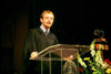 Student Government Association President Keelan Cook welcomes everyone back for the new year. - Photo by Jim Veneman