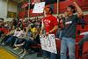 Senior engineering majors, Thomas Drury (left) and Ryan Substad, cheer after the Lady Bulldog Volleyball team scores against Lyon College.  - Photo by Anne Richoux