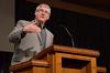 Graham Cole, Anglican Professor of Divinity at Beeson Divinity School, speaks in chapel about the importance and implications of the title, "Christian." - Photo by Anne Richoux