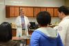 Joel Owen, associate professor of pharmaceutics, welcomes prospective students during a demonstration in Providence Hall. - Photo by Jacob Moore