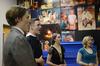 Peter Riggs, David Conway, Aubrey Swanson, and Lori Landon warm up prior to the theater department's performance of "The Importance of Being Earnest." - Photo by Anne Richoux