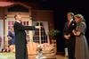 Jack Worthing, played by Ben Haws (left), is taken aback by the sight of his friend, Algernon Moncrieff, played by Peter Riggs, escorting his ward, Cecily Cardew, played by Savannah Trevelen.  - Photo by Anne Richoux