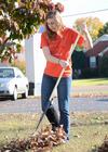11/1/11 - Maddie Russo, senior learning foundations major, rakes leaves at Pleasant Plains Baptist Church as part of Campus and Community Day, an annual event where the Union community goes out for service projects in the area.  - Jacob Moore