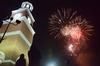 Students watch fireworks at Union Night during Homecoming 2011. - Photo by Zac Calvert