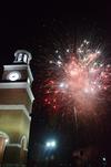 Students watch the firework show near Miller Tower as part of Homecoming's Union Night. - Photo by Zac Calvert