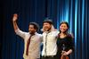 Keith Tutt, Jon Foreman, and Ann Marie Calhoun receive a standing ovation after the Homecoming Concert in the G.M. Savage Memorial Chapel. - Photo by Zac Calvert