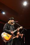 Jon Foreman, musician and lead vocalist of Switchfoot, plays with violinist Ann Marie Calhoun during the Homecoming Concert. - Photo by Jacob Moore