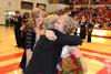 Andi Schreiber, senior family studies major, hugs Lanese Dockery, first lady of the university, after being crowned as the 2011 Homecoming Queen.
 - Photo by Jacob Moore