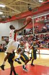 11/309/11 - Antoine Hall goes for a lay-up against Belhaven in the Bulldog homecoming game.  Hall scored 12 points in the game, aiding in an 87-66 victory. 