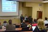 Jennifer Escue and Louisa Saratora, who serve with Catholic Charities of Tennessee, speak at the "Culture and Crisis" Town and Gown lecture series.  - Photo by Anne Richoux