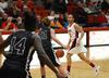 11/318/11 - LaTesa McLaughlin dribbles down the court during the game against Campbellsville University. The Lady Bulldogs won the game 69-56.