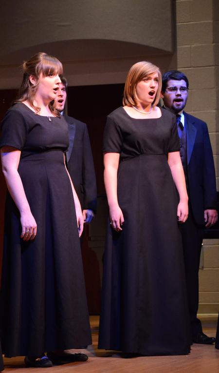Proclamation performs in Hartley Recital Hall for students and parents. 