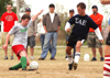 Action from the men's intramural soccer championship between SAE 1 and Onions 1. - Photo by Kristen Nicole Sayres