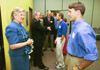 President David S. Dockery and his wife Lanese greet students at the annual President's Reception.  Speaking with Dr. Dockery is Junior Biology major Michael Keifer and speaking with Mrs. Dockery is Freshman Kevin Pratt.
 - Photo by Jim Veneman