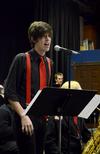 Joe Lindamood, junior music education major, sings during the Fall 2011 Jazz Band Concert. - Photo by Jacob Moore