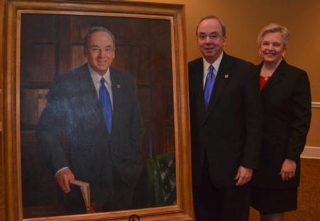 JACKSON, Tenn. – December 2, 2011– Union University trustees celebrated the completion of the “Union 2012” strategic plan and unveiled a presidential portrait of David S. Dockery during their trustee meeting Dec. 2 on the university campus.
  David and Lanese Dockery stand by the newly unveiled portrait.