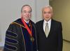 Long time friends David S. Dockery and Lloyd Hansen visit before the Commencement Service.  “My life has been blessed in ways that I have no claim to, and knowing Dr. Dockery is one of those blessings,” Hansen said.
 - Photo by Morris Abernathy