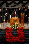 David S. Dockery, president of the university, welcomes the class of 2011 and their families and friends to Union's Fall Commencement Service at West Jackson Baptist Church. - Photo by Ebbie Davis