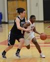 02/42/12 - Photo by Jacob Moore
Lady Bulldog Lavanda Ross drives against Freed Hardeman's Grace Alonso de Armino during a game Feb. 11 at the Fred DeLay Gymnasium.