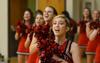 Photo by Jacob Moore
Cheerleader Shelby Black gets the crowd excited during a basketball game against Cumberland University Feb. 13 at the Fred DeLay Gymnasium. - Photo by Jacob Moore
