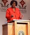 Sephira Bailey Shuttlesworth, keynote speaker and Civil Rights activist, addresses the Union community about the Civil Rights Movement at the Fifth Annual Black History Month Program. - Photo by Zac Calvert