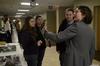 2/17/12 - Sarah Porter, Sam Howard, and Jonathan Rogers talk with Jennifer Gruenke, associate professor of biology, during the external study fair. - Anne Richoux